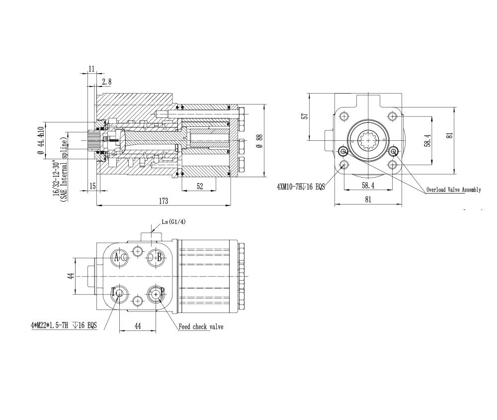 TLF-E800 800 ml/r 60 L/min 转向器 drawing image